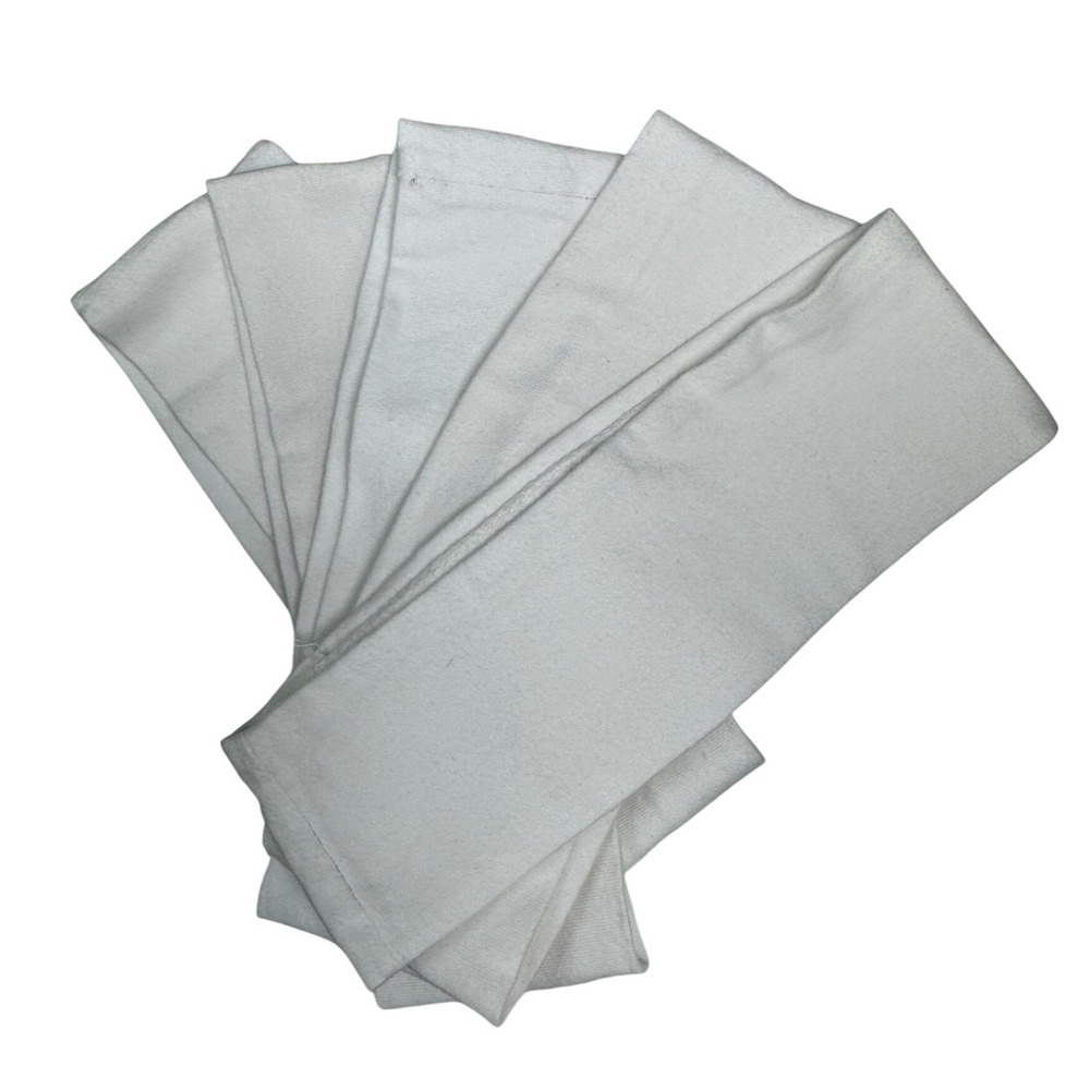 Set of 5 White Spa Headbands Wide Elastic Cotton Blend Makeup Skincare Bands